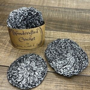 Handcrafted Crochet Spiral Tawashi & Face Round Scrubbies Set Cotton Blend Yarn